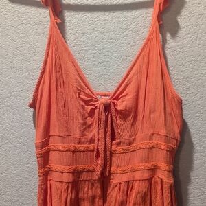 Patrons of Peace Vibrant Orange Tie-Front Top